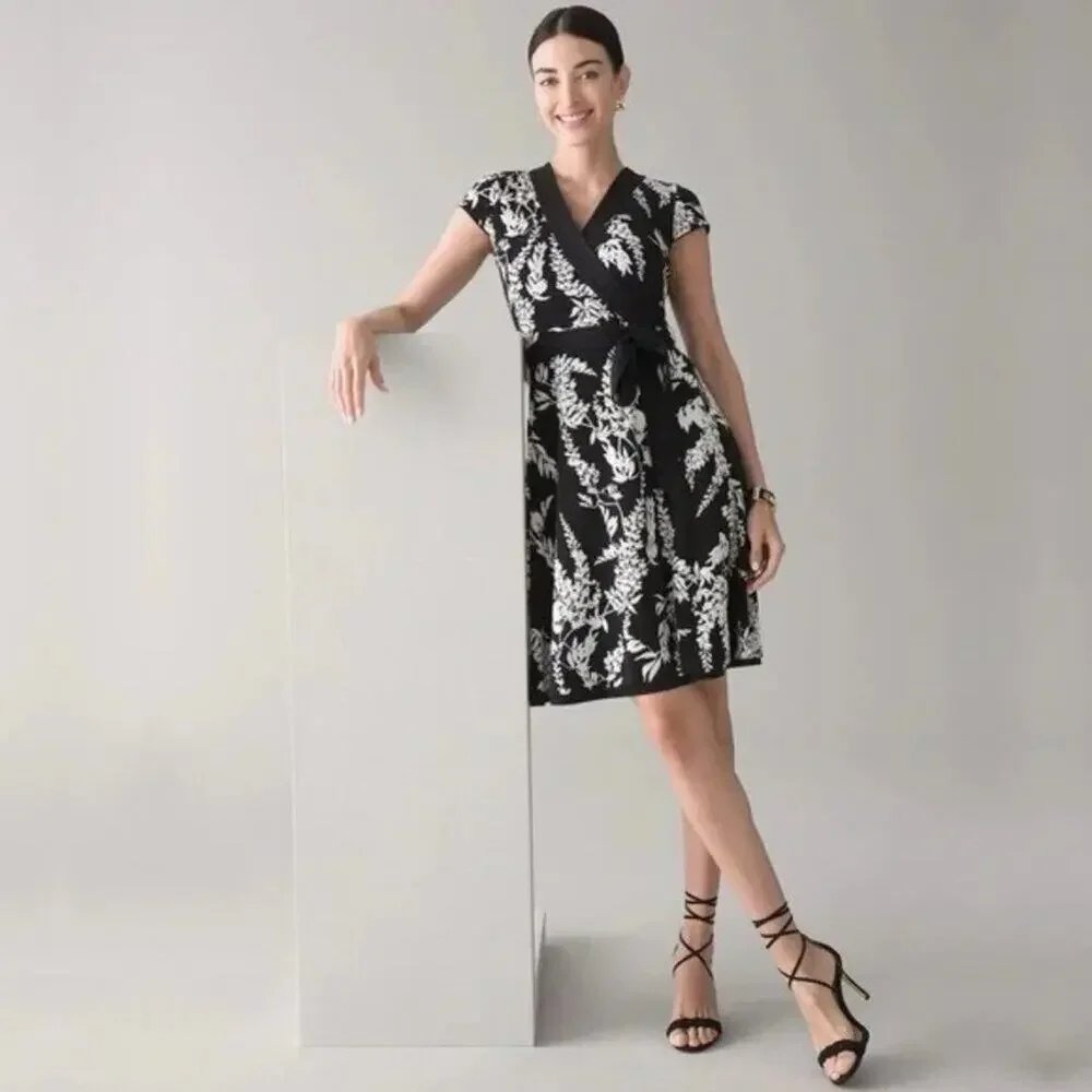 2/$30 White House Black Market Floral Print Wrap Dress Sashed 2 #A0702 - Picture 1 of 8